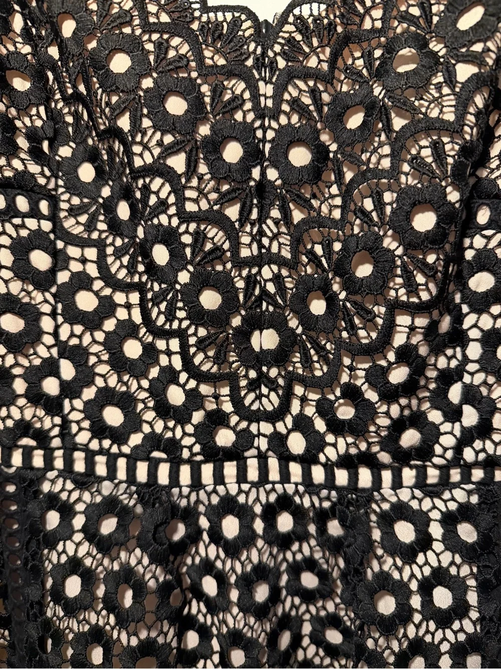 J. Crew Black Lace Midi Dress with Nude Lining